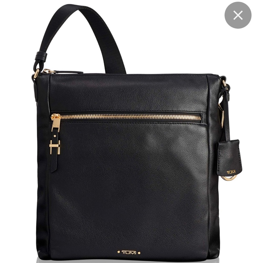 Tumi Canton crossbody black leather bag NWT